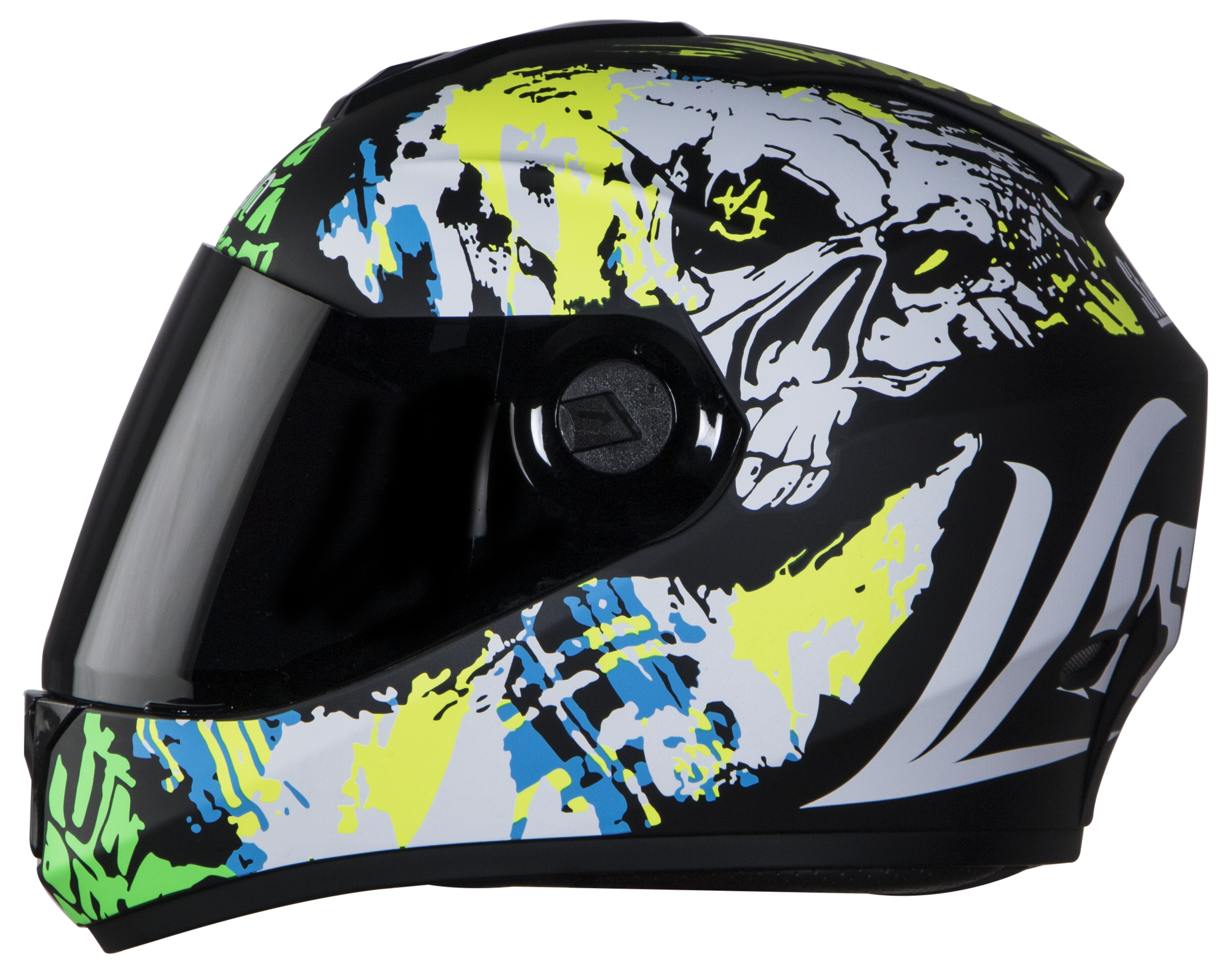SBH-11 Vision Skull Mat Black With Fluo Yellow( Fitted With Clear Visor Extra Smoke Visor Free)